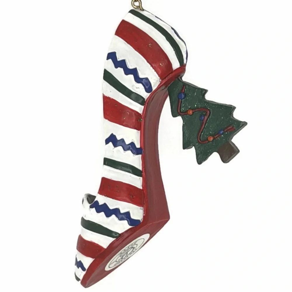 Striped High Heel Ornament with Tree Heel